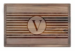 Stripe Monogram Walnut Cutting Board