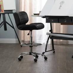 Studio Designs Crest Black Height Adjustable Drafting Chair with Footring