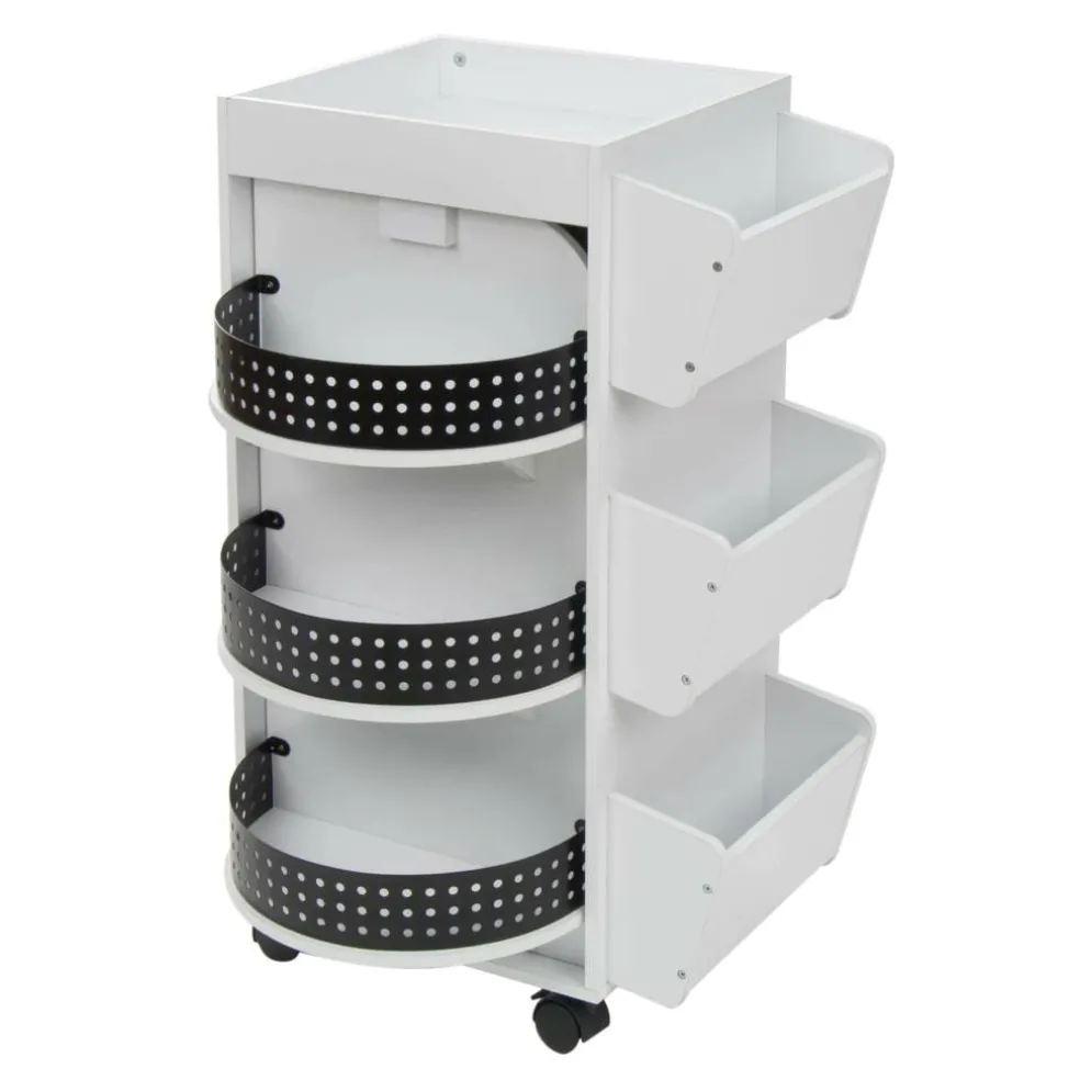 Studio Designs White & Black Swivel Mobile Organizer Cart