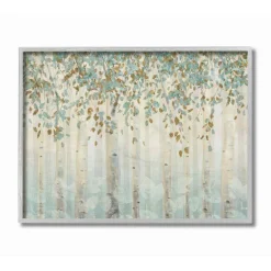 Stupell Industries Abstract Forest Leaves Trees Blue Tan Soft Painting Framed Wall Art