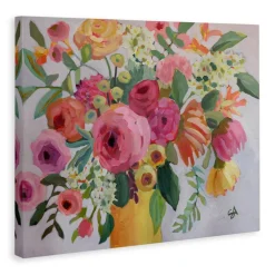 Stupell Industries Assorted Flowers in Pink & Yellow Canvas Design by Suzanne Allard