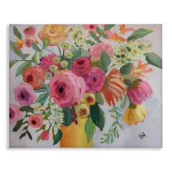 Stupell Industries Assorted Flowers in Pink & Yellow Canvas Design by Suzanne Allard