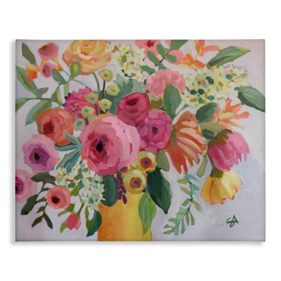 Stupell Industries Assorted Flowers in Pink & Yellow Canvas Design by Suzanne Allard