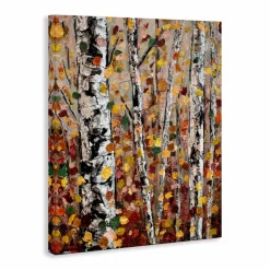 Stupell Industries Autumn Birch Trees Abstract Leaves Canvas Wall Art