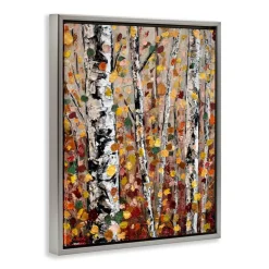 Stupell Industries Autumn Birch Trees Abstract Leaves Floater Framed Art