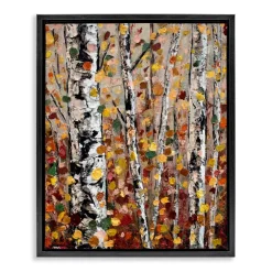 Stupell Industries Autumn Birch Trees Abstract Leaves Floater Framed Art