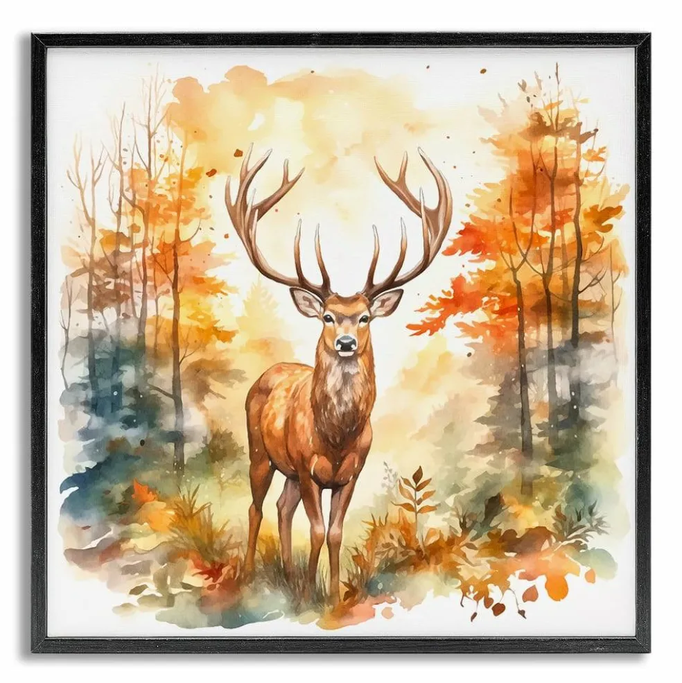 Stupell Industries Autumn Forest Stag Framed Giclee Art