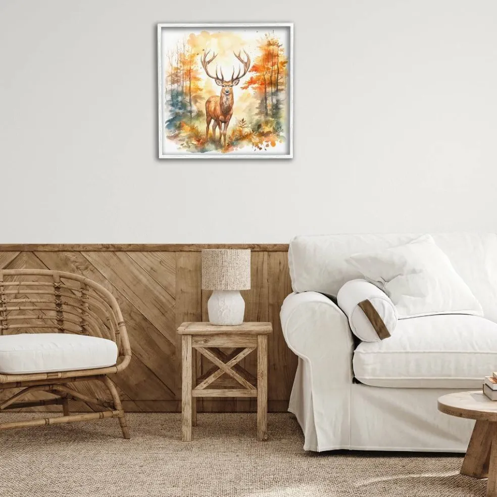 Stupell Industries Autumn Forest Stag Framed Giclee Art