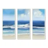 Stupell Industries Blue Beach Coast Triptych Incoming Summer Tide Waves,7" x 17"