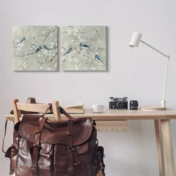 Stupell Industries Blue Birds Perched Tree Blossoms Spring Scene Canvas Wall Art