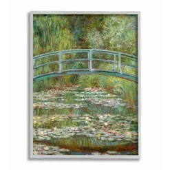 Stupell Industries Bridge Over Lilies Monet with Gray Frame Wall Accent