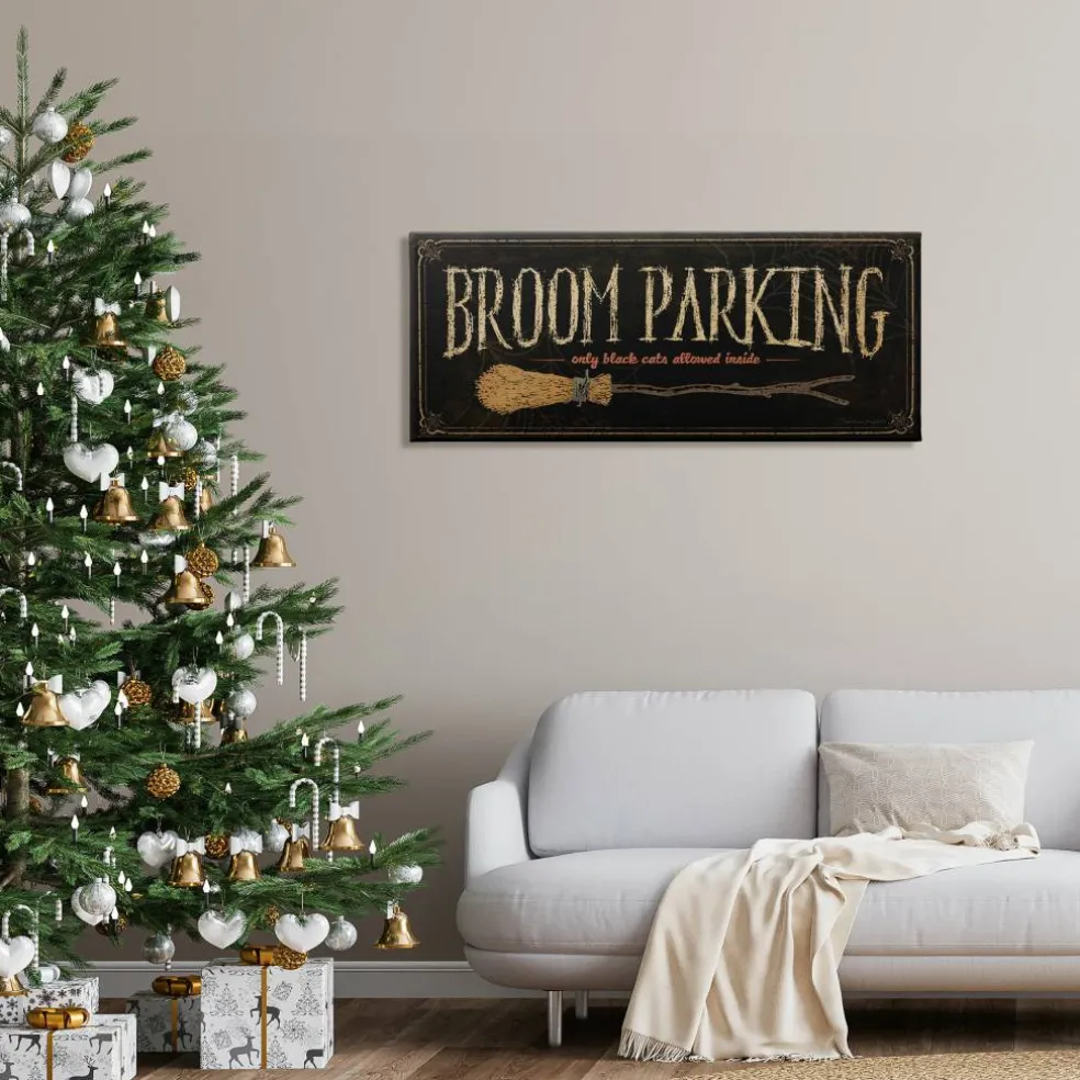 Stupell Industries Broom Parking Black Cats Allowed Canvas Wall Art
