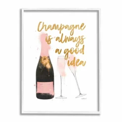 Stupell Industries Champagne Always Good Idea Phrase Chic Wine Bottle Framed Wall Art