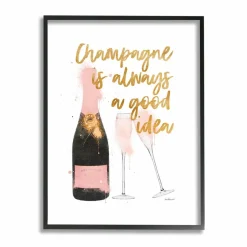 Stupell Industries Champagne Always Good Idea Phrase Chic Wine Bottle Framed Wall Art