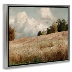 Stupell Industries Classic Cloudy Field Landscape Floater Framed Art