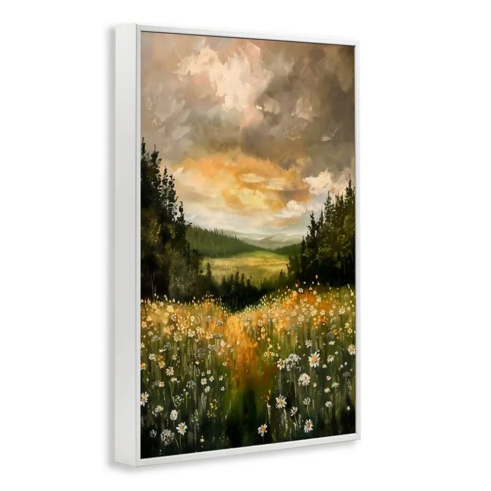 Stupell Industries Clouded Daisy Path Black Framed Giclee Art, design by Creative Studio