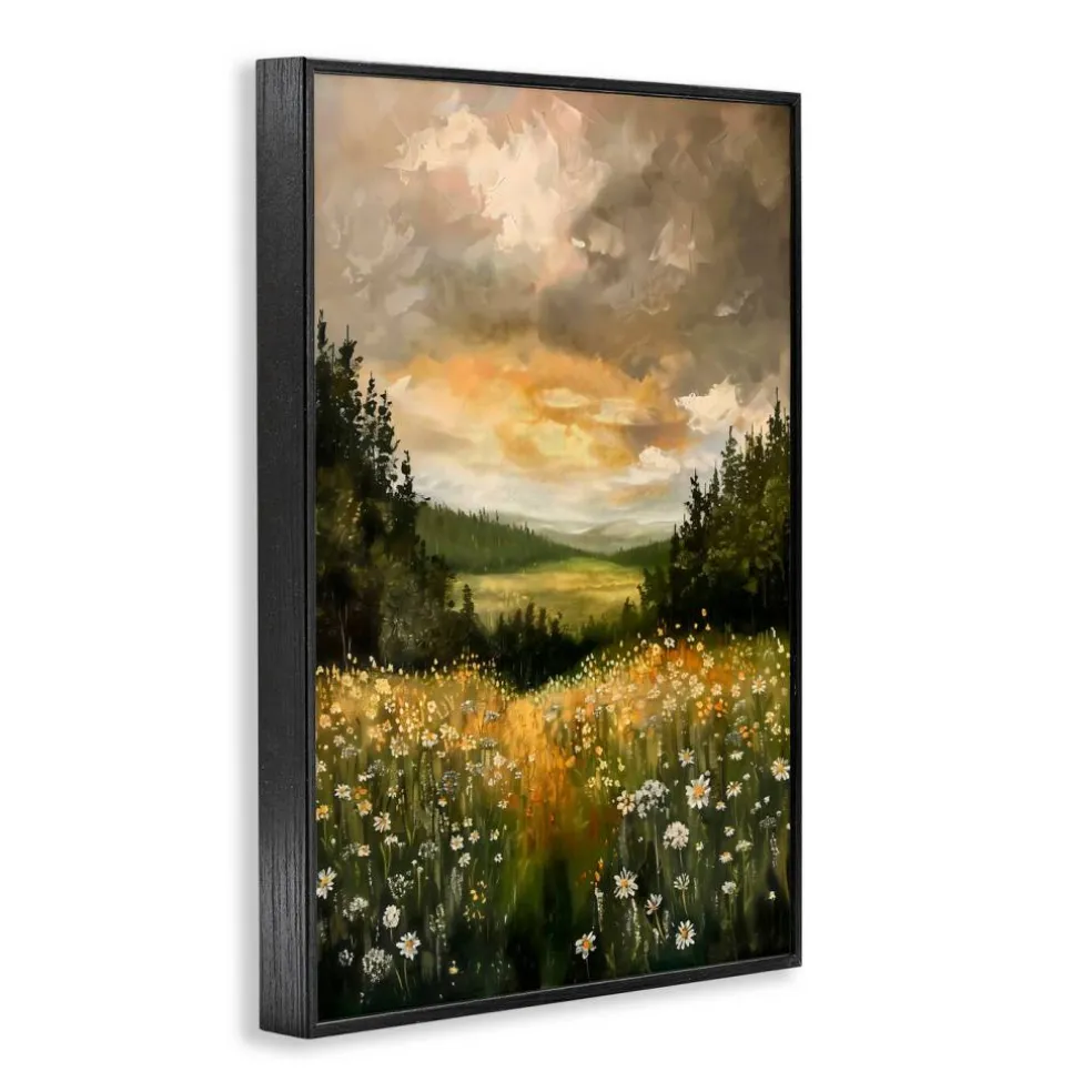 Stupell Industries Clouded Daisy Path Black Framed Giclee Art, design by Creative Studio
