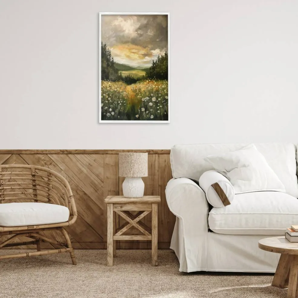 Stupell Industries Clouded Daisy Path Black Framed Giclee Art, design by Creative Studio