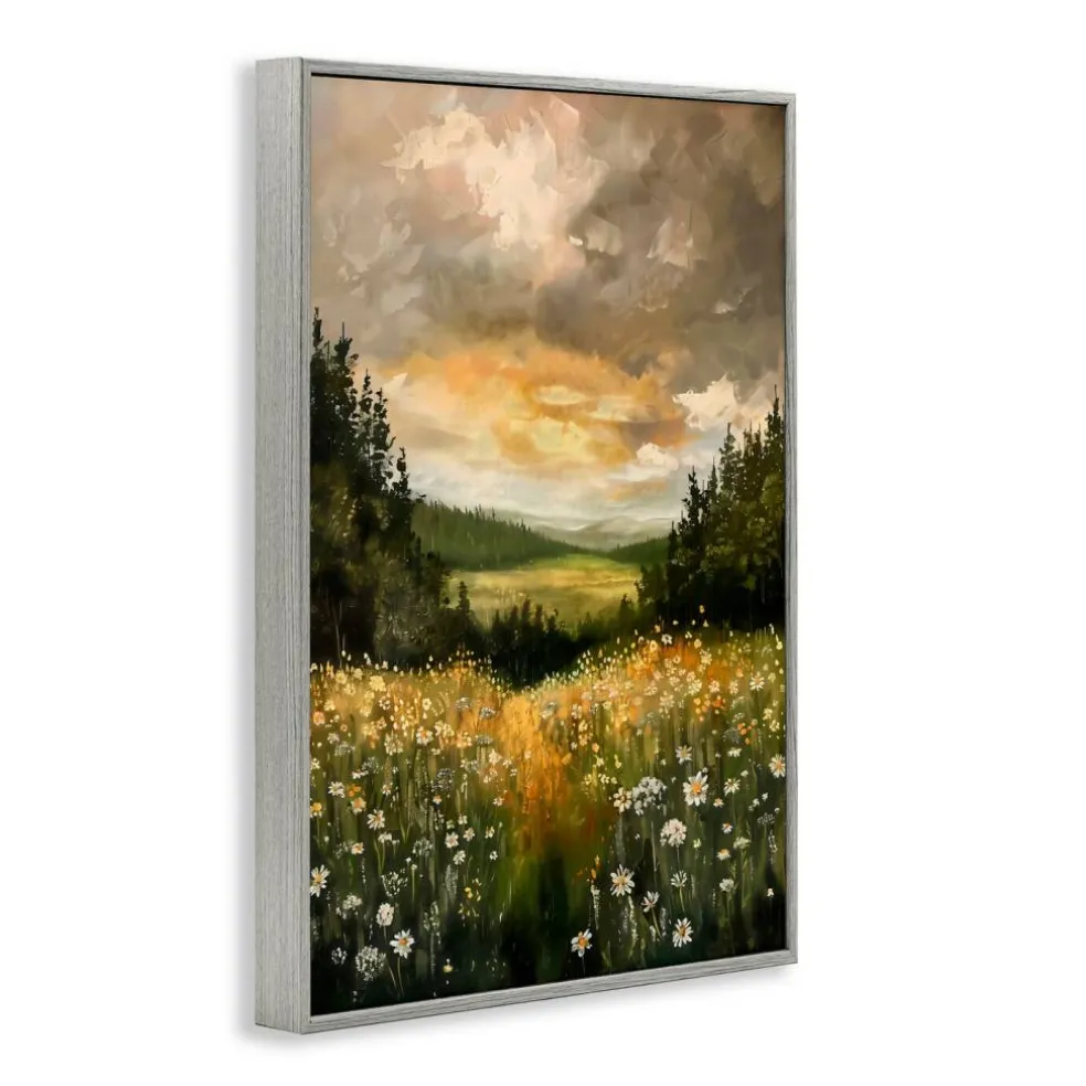 Stupell Industries Clouded Daisy Path Black Framed Giclee Art, design by Creative Studio
