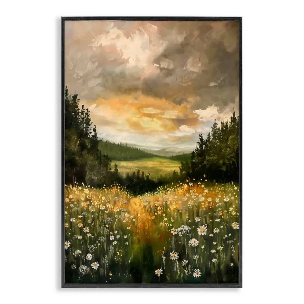 Stupell Industries Clouded Daisy Path Black Framed Giclee Art, design by Creative Studio