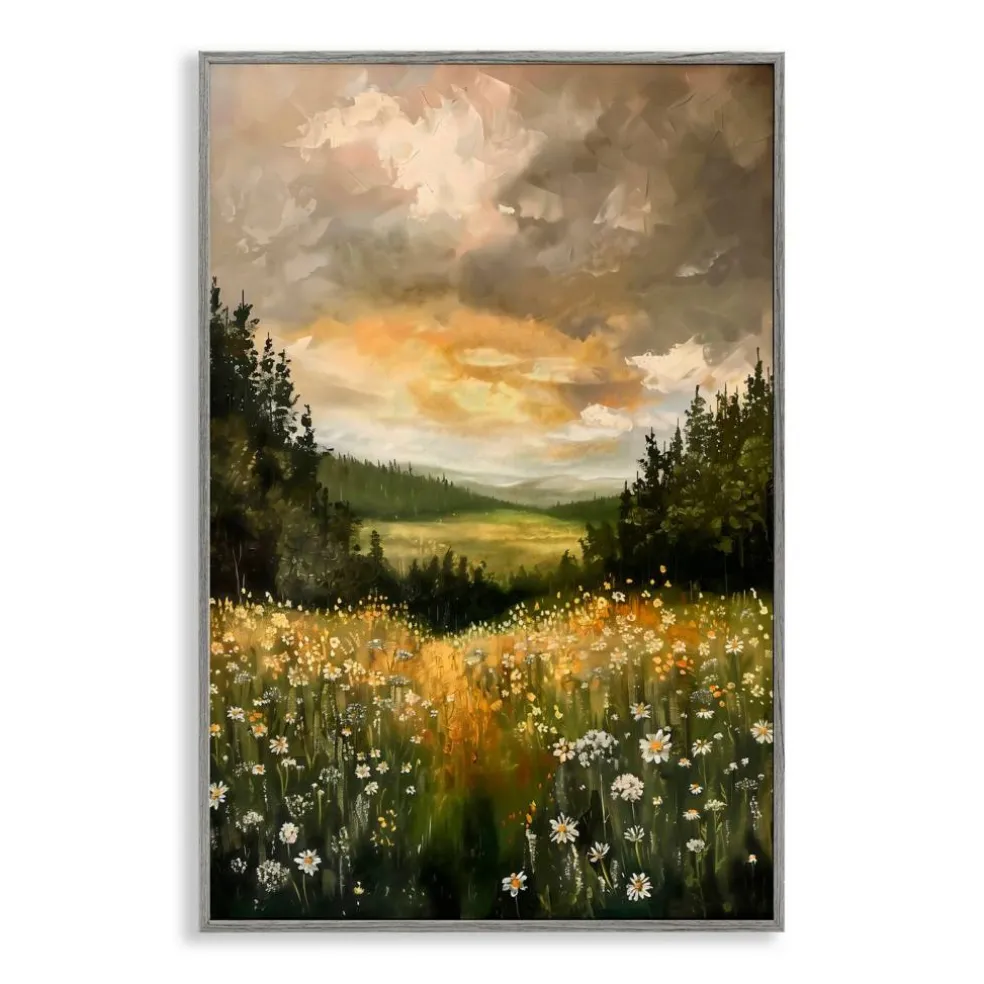 Stupell Industries Clouded Daisy Path Black Framed Giclee Art, design by Creative Studio