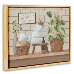Stupell Industries Comforting Bathroom Spa Still Life Floater Framed Art