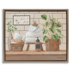 Stupell Industries Comforting Bathroom Spa Still Life Floater Framed Art