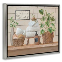 Stupell Industries Comforting Bathroom Spa Still Life Floater Framed Art