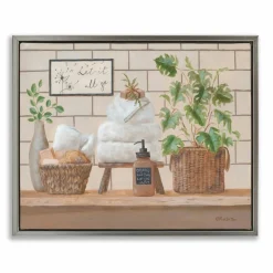Stupell Industries Comforting Bathroom Spa Still Life Floater Framed Art