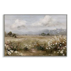 Stupell Industries Daisy Clusters in Field Framed Giclee, design by Jacky Ngan
