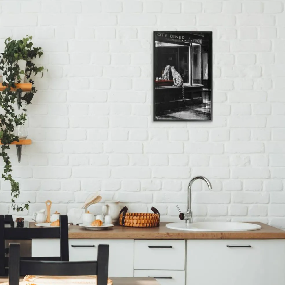 Stupell Industries Diner Noir Leopard Reflection Framed Giclee, design by Annabelle Hall