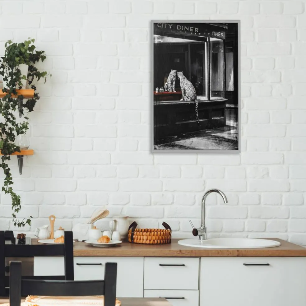 Stupell Industries Diner Noir Leopard Reflection Framed Giclee, design by Annabelle Hall