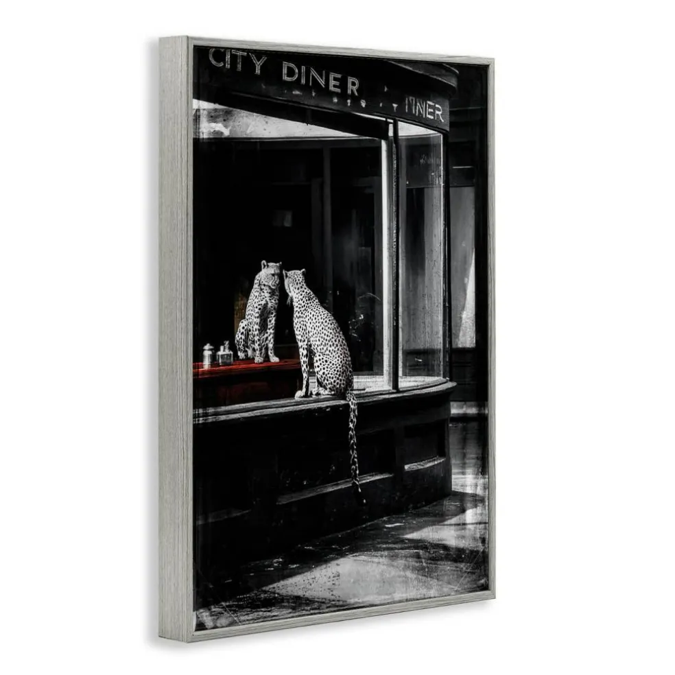 Stupell Industries Diner Noir Leopard Reflection Framed Giclee, design by Annabelle Hall