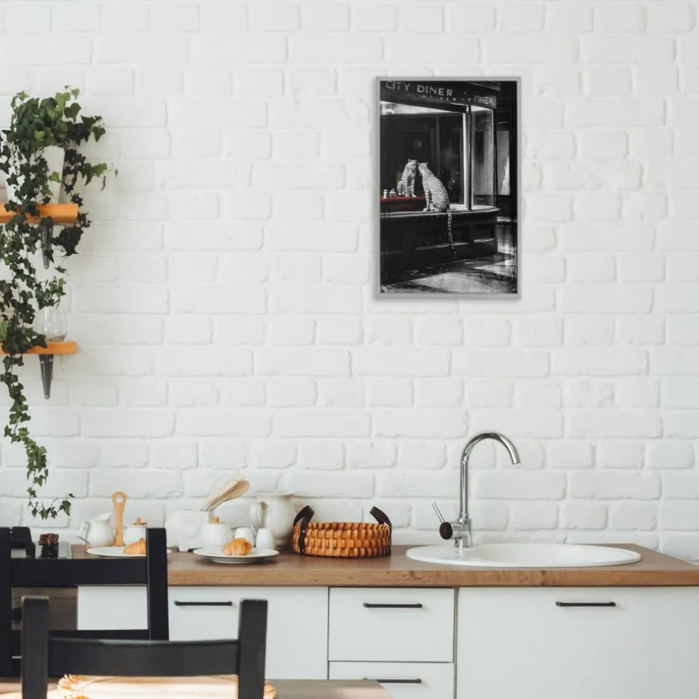 Stupell Industries Diner Noir Leopard Reflection Framed Giclee, design by Annabelle Hall
