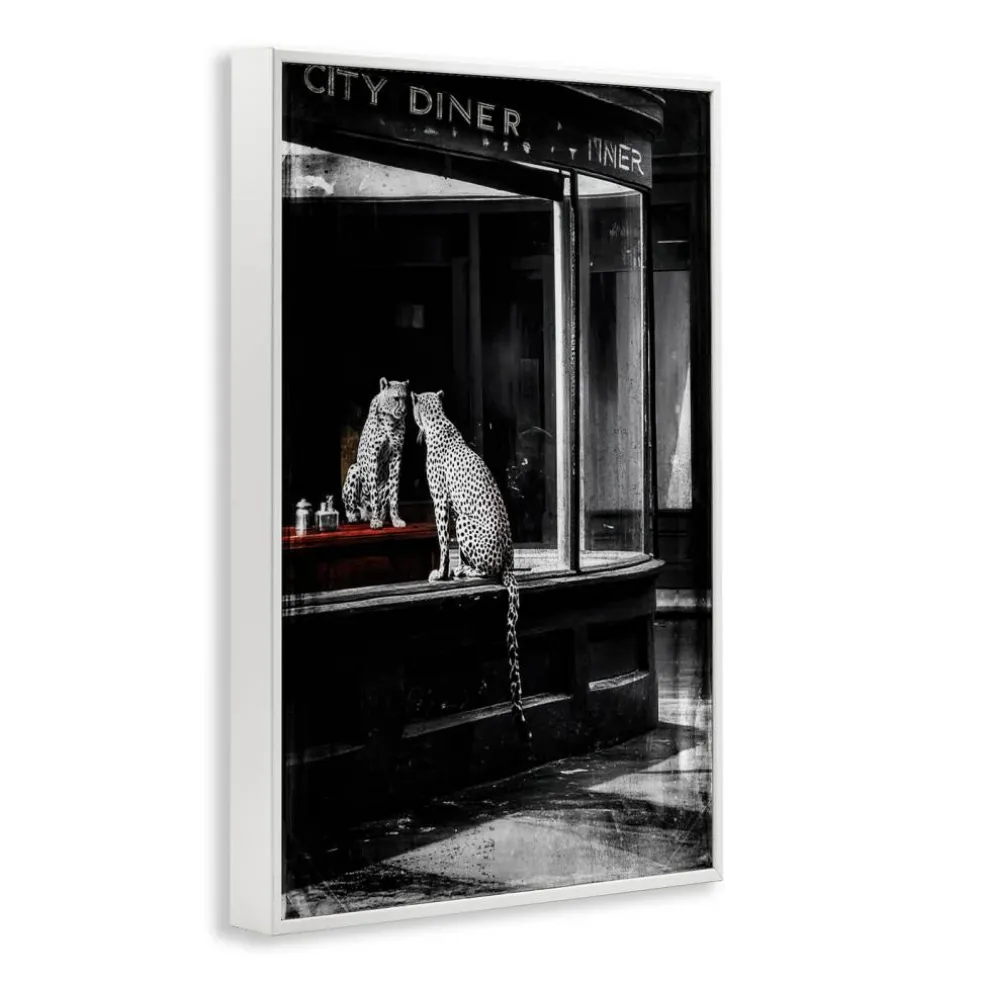 Stupell Industries Diner Noir Leopard Reflection Framed Giclee, design by Annabelle Hall