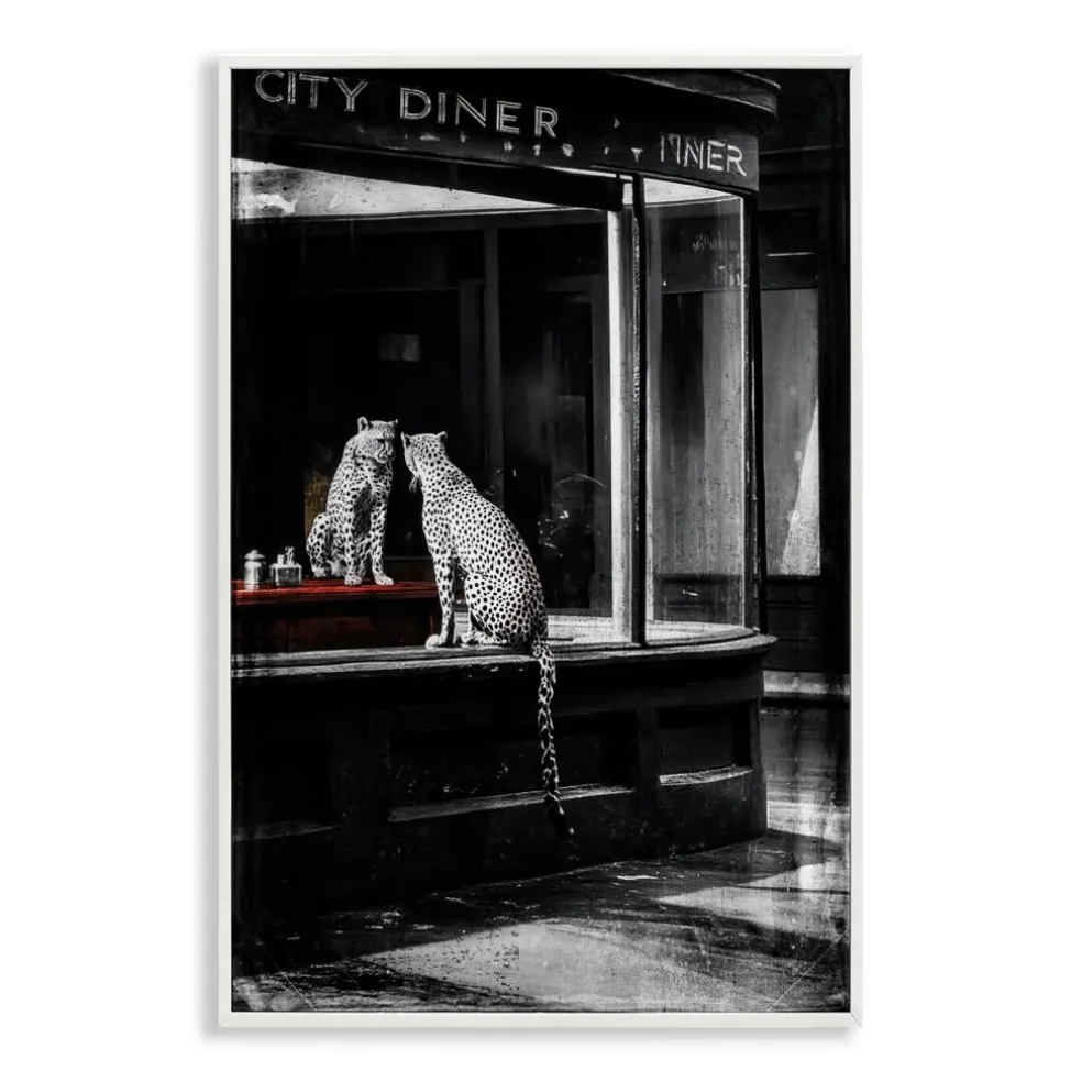 Stupell Industries Diner Noir Leopard Reflection Framed Giclee, design by Annabelle Hall