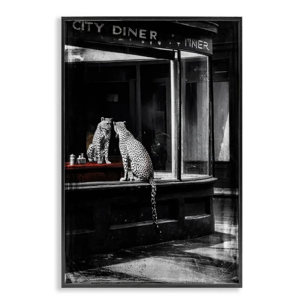 Stupell Industries Diner Noir Leopard Reflection Framed Giclee, design by Annabelle Hall