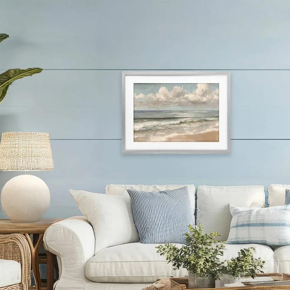 Stupell Industries Distressed Beach Horizon Framed Print Under Glass, design by Jacky Ngan