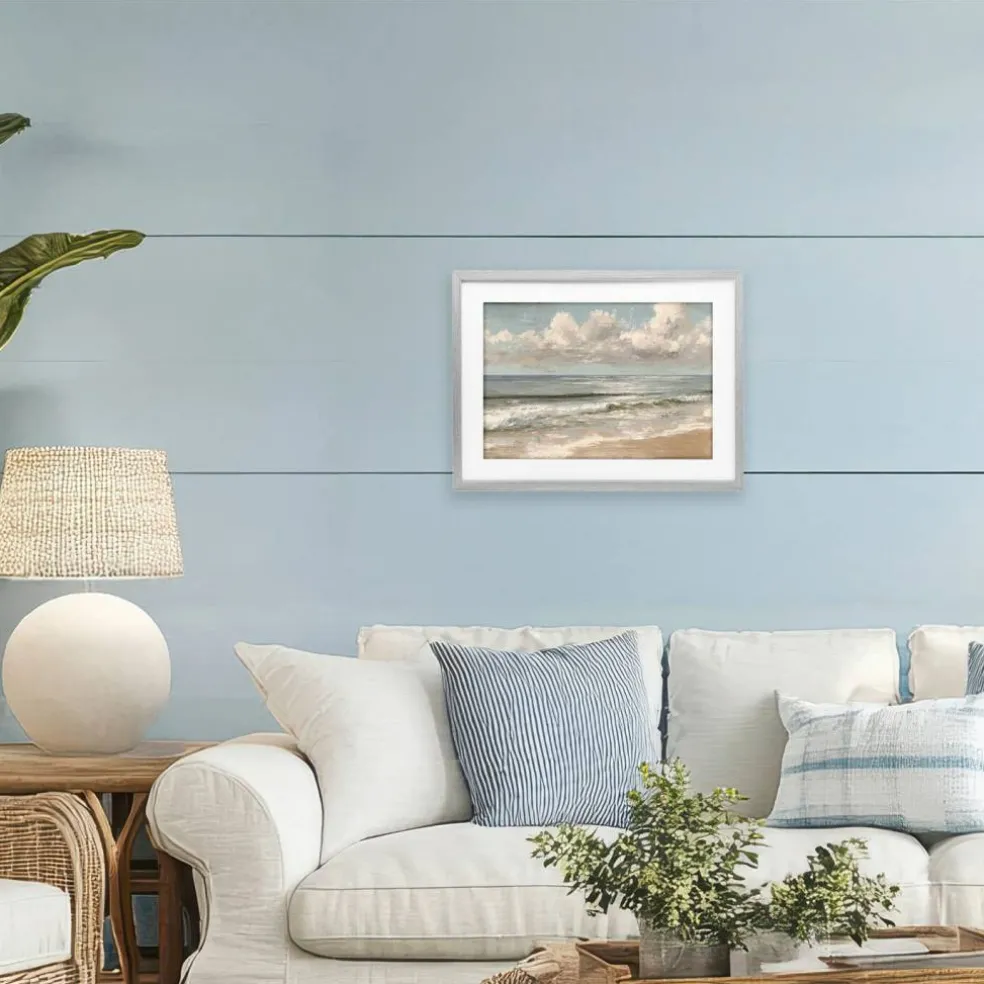 Stupell Industries Distressed Beach Horizon Framed Print Under Glass, design by Jacky Ngan