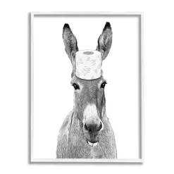 Stupell Industries Donkey Toilet Paper Funny Bathroom Framed Giclee Art
