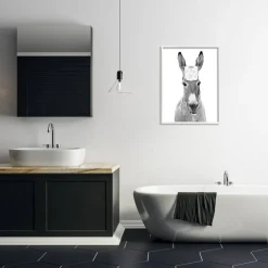 Stupell Industries Donkey Toilet Paper Funny Bathroom Framed Giclee Art