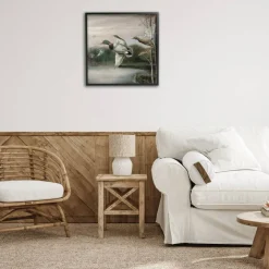Stupell Industries Flying Ducks in Rustic Nature Framed Giclee Design by Ruane Manning