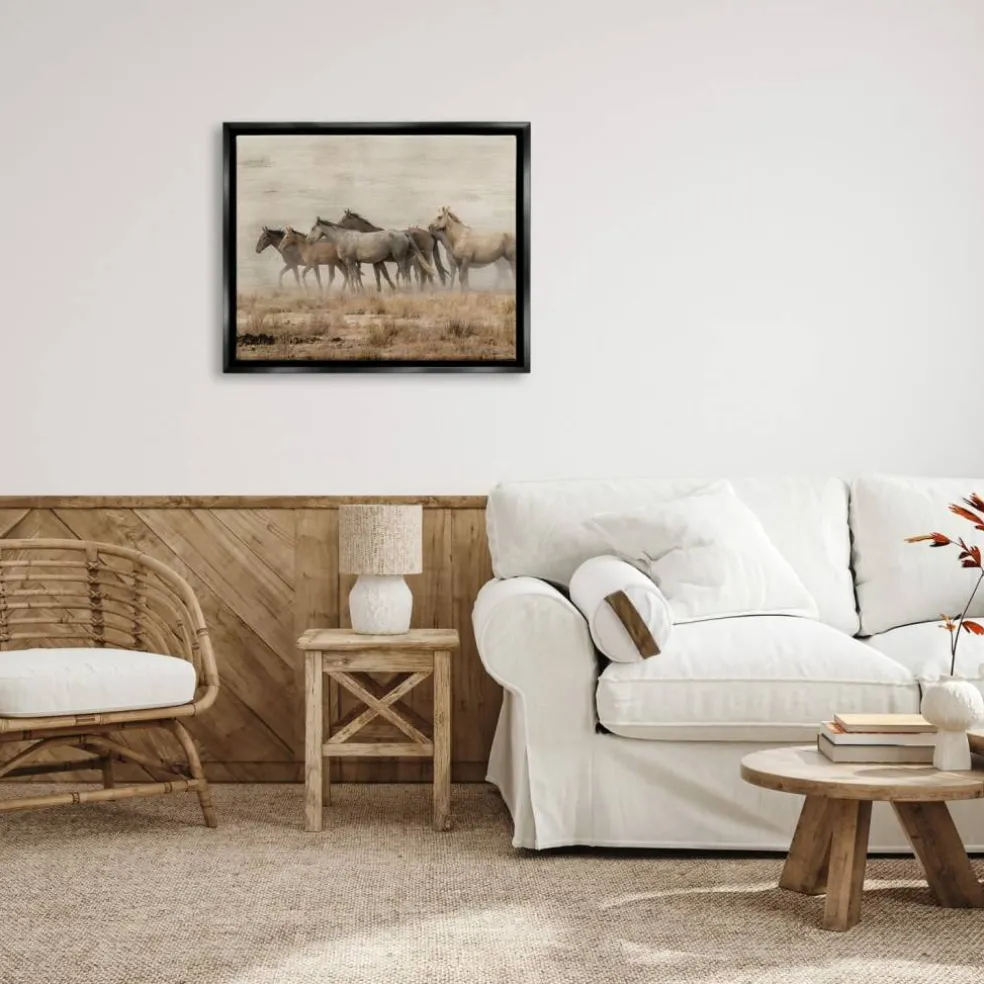 Stupell Industries Galloping Horse Herd Countryside Floater Framed Art