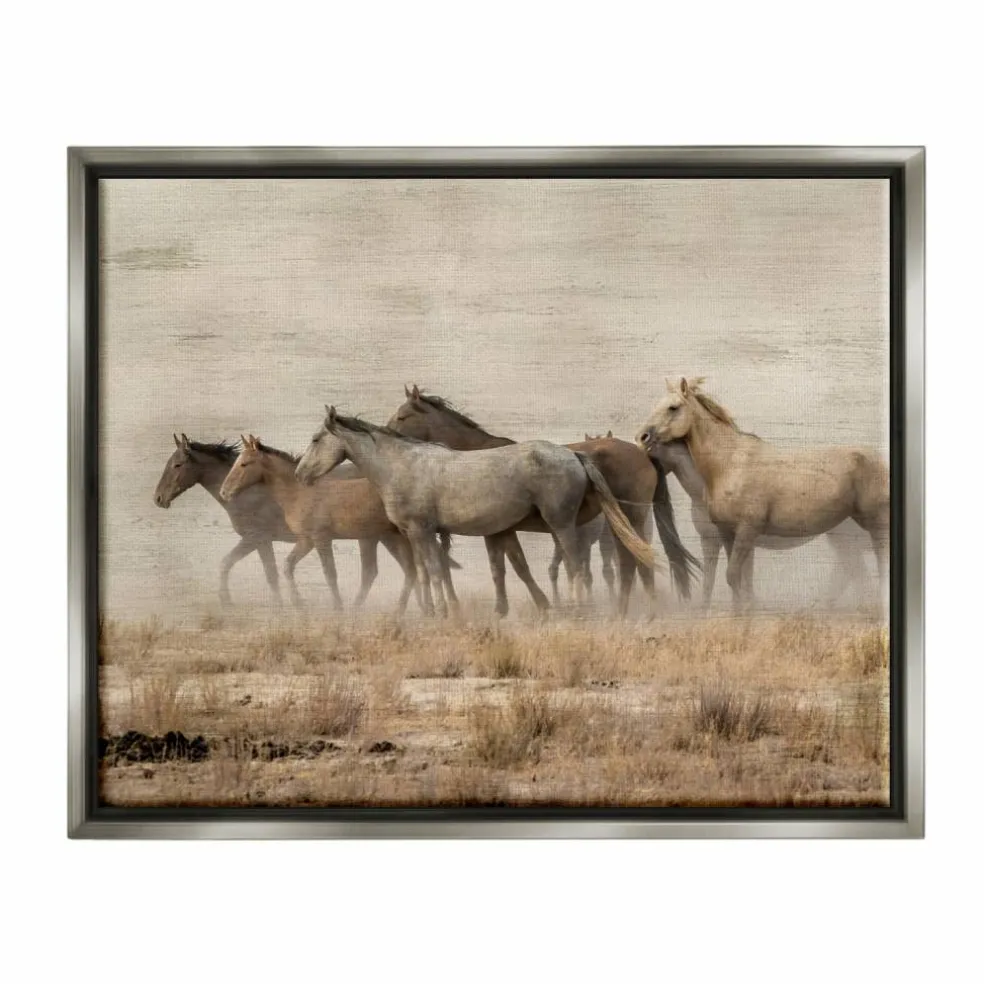 Stupell Industries Galloping Horse Herd Countryside Floater Framed Art