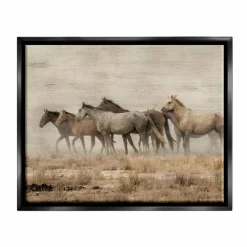 Stupell Industries Galloping Horse Herd Countryside Floater Framed Art