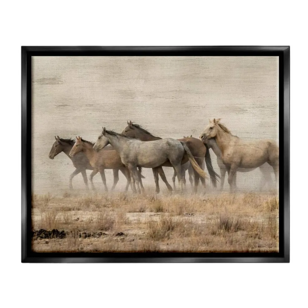 Stupell Industries Galloping Horse Herd Countryside Floater Framed Art
