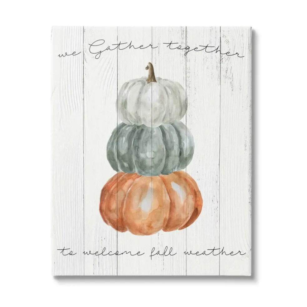 Stupell Industries Gather Together Fall Weather Pumpkins Canvas Wall Art