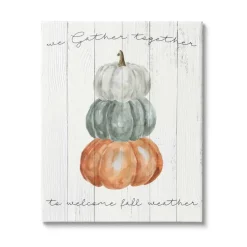 Stupell Industries Gather Together Fall Weather Pumpkins Canvas Wall Art