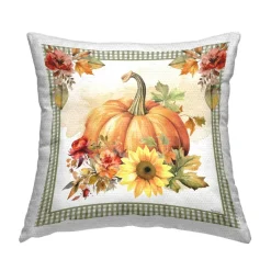 Stupell Industries Gingham Bordered Pumpkin Outdoor Printed Pillow