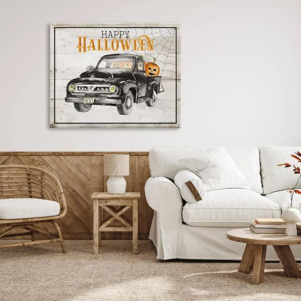 Stupell Industries Happy Halloween Pumpkin Truck Canvas Wall Art